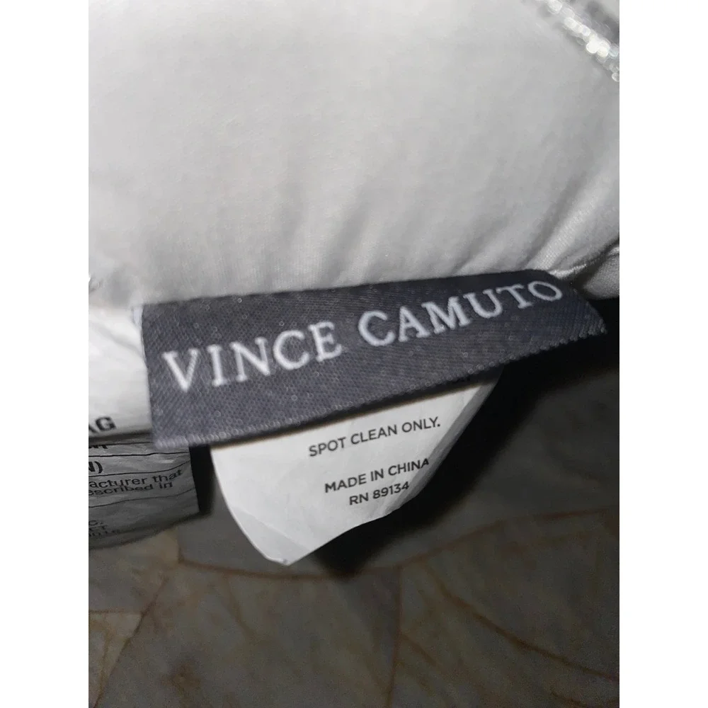 Vince Camuto 18x18 White Silver Geometric Metallic Embroidered Throw Pillow